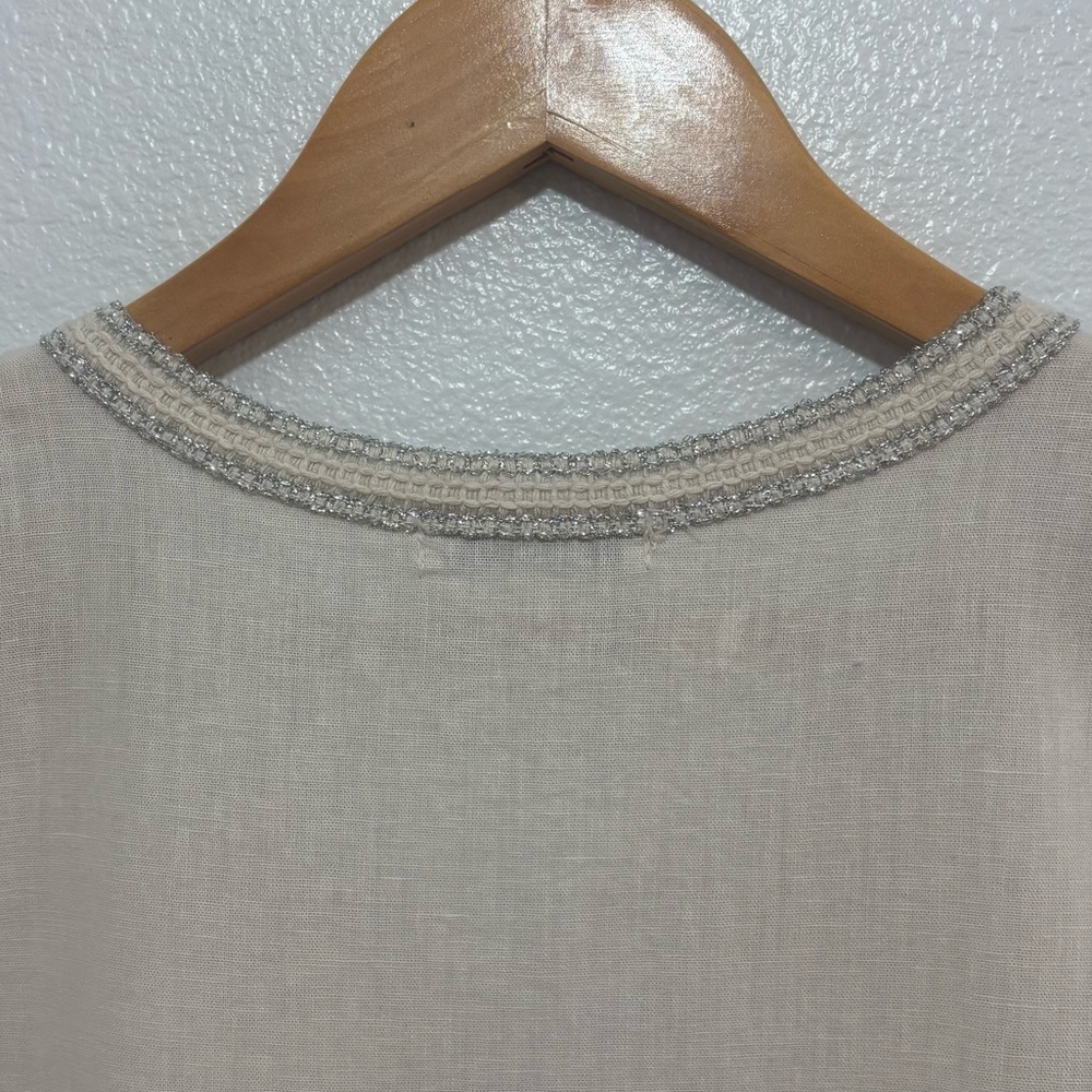 Terzo Millennio Linen Blend Coastal Shift Dress | Made in Italy Size M, Neutral - Picture 8 of 13